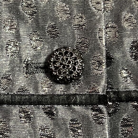 Ann klein Silk Blend Metallic Jacquard Empire Waist Balloon Sleeve Jacket - Picture 7 of 10